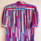 1980s Funky Stripes Pattern Silk Dress (L/XL)