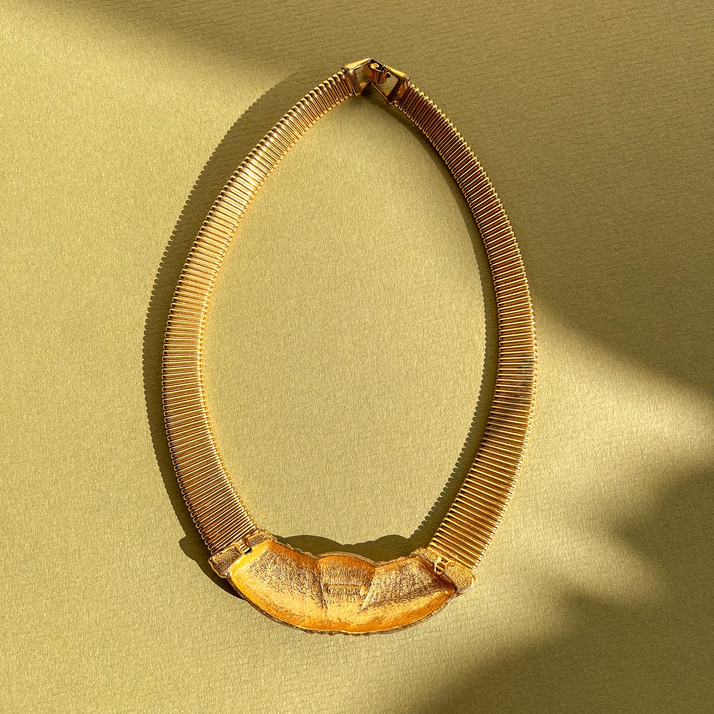 1980s Gold Collar Necklace With Black Accents