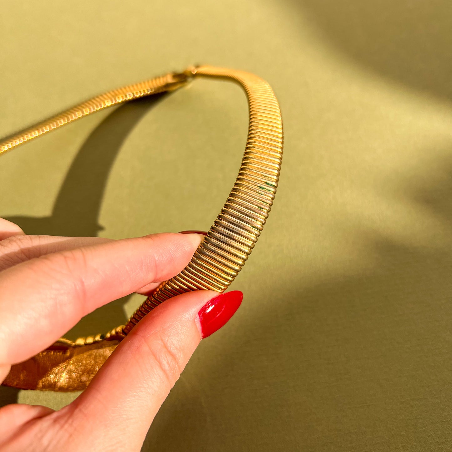 1980s Gold Collar Necklace With Black Accents