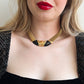 1980s Gold Collar Necklace With Black Accents