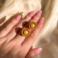 1980s Textured Gold-Tone Earrings With Large Pearls
