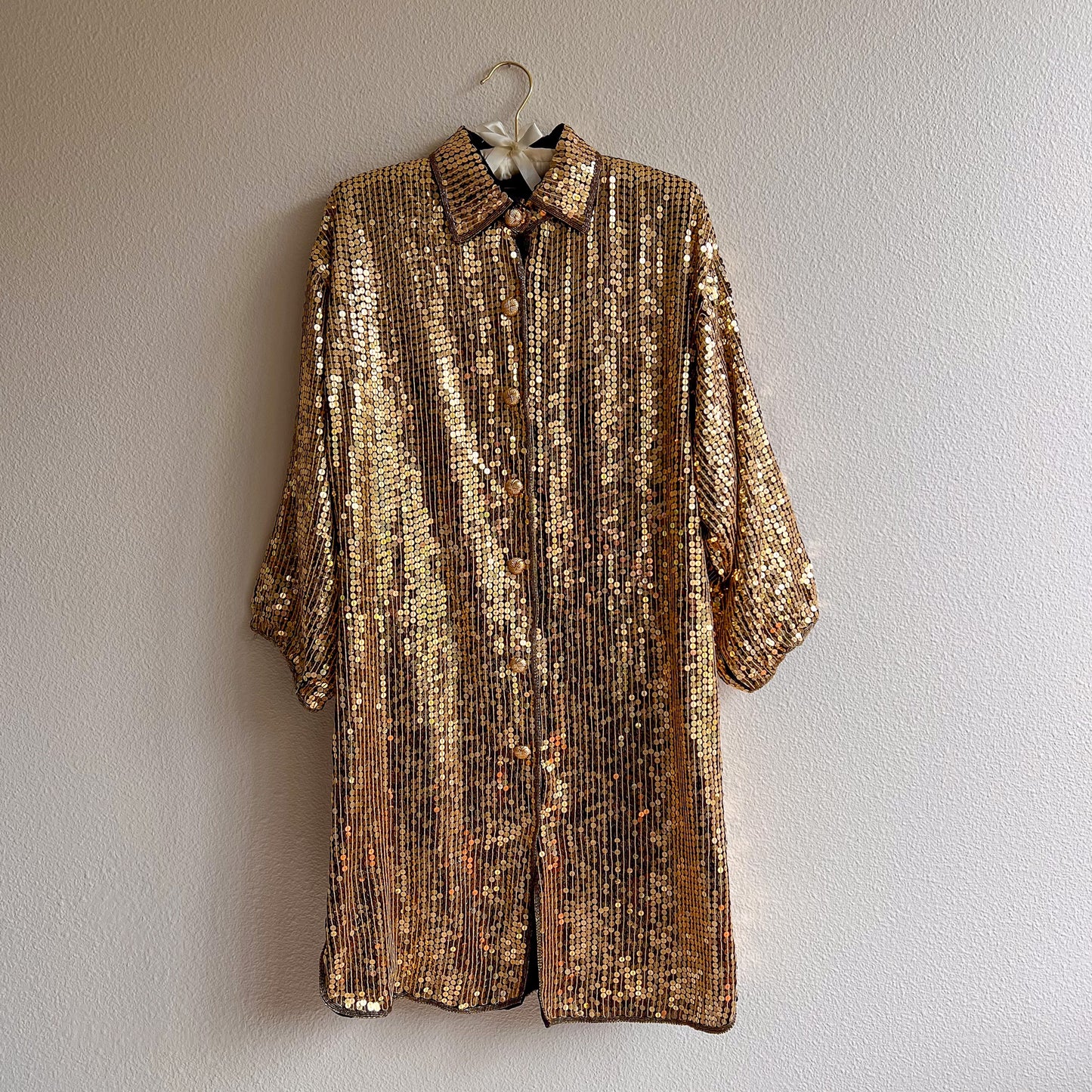 Fabulous 1980s Sparkling Gold Sequined Tunic (M/L)