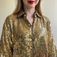 Fabulous 1980s Sparkling Gold Sequined Tunic (M/L)