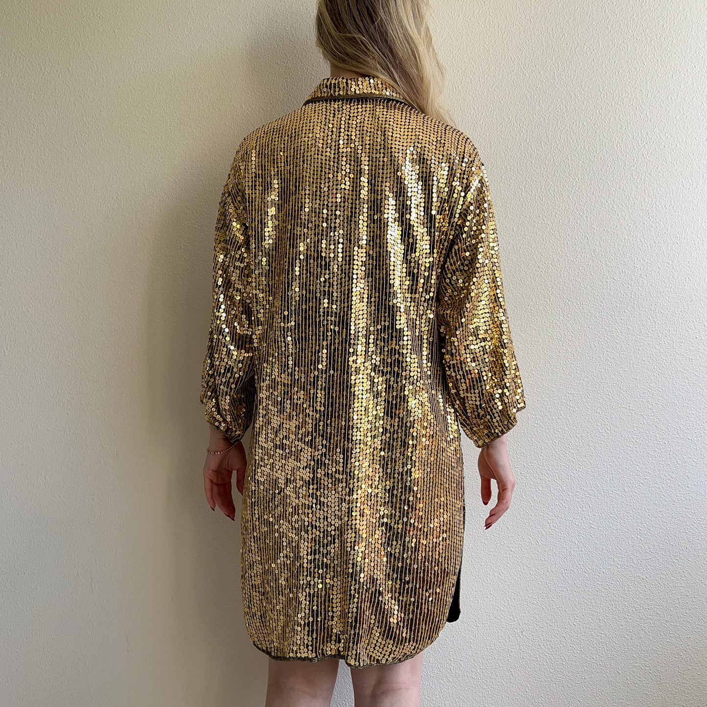 Fabulous 1980s Sparkling Gold Sequined Tunic (M/L)