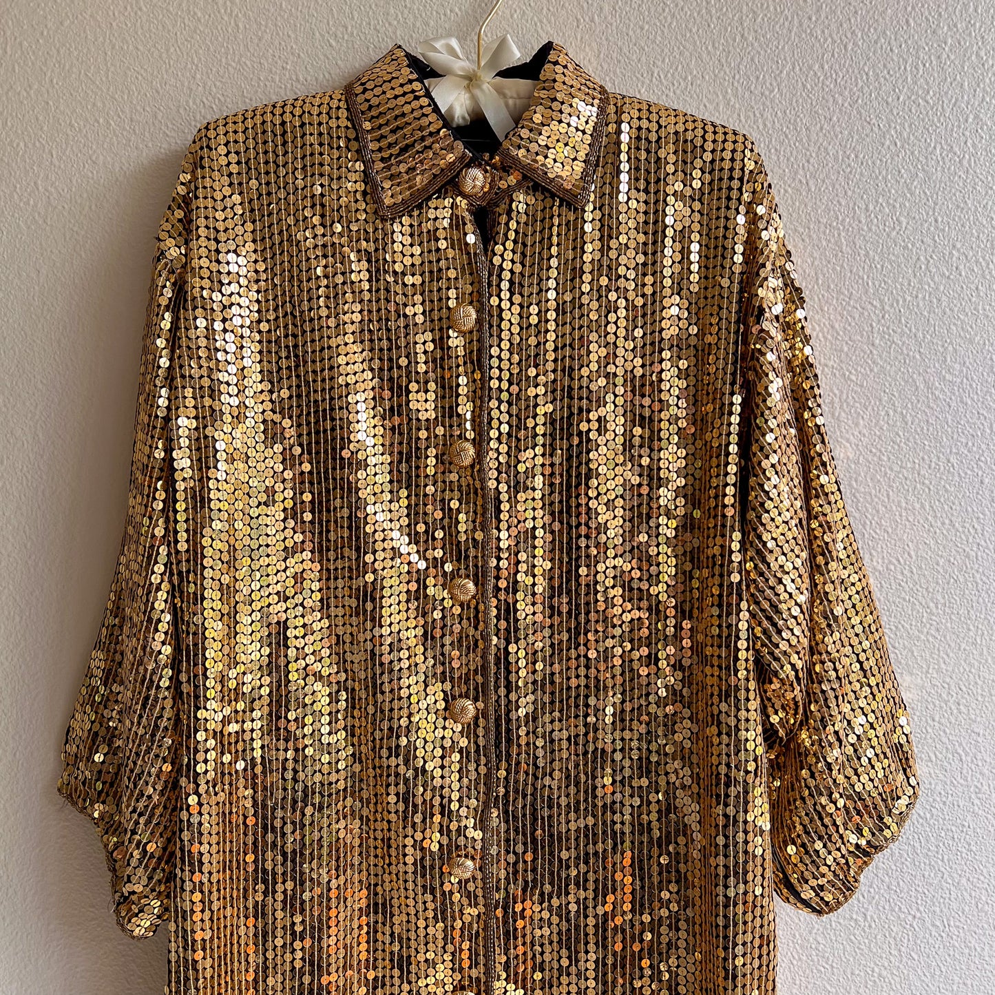 Fabulous 1980s Sparkling Gold Sequined Tunic (M/L)