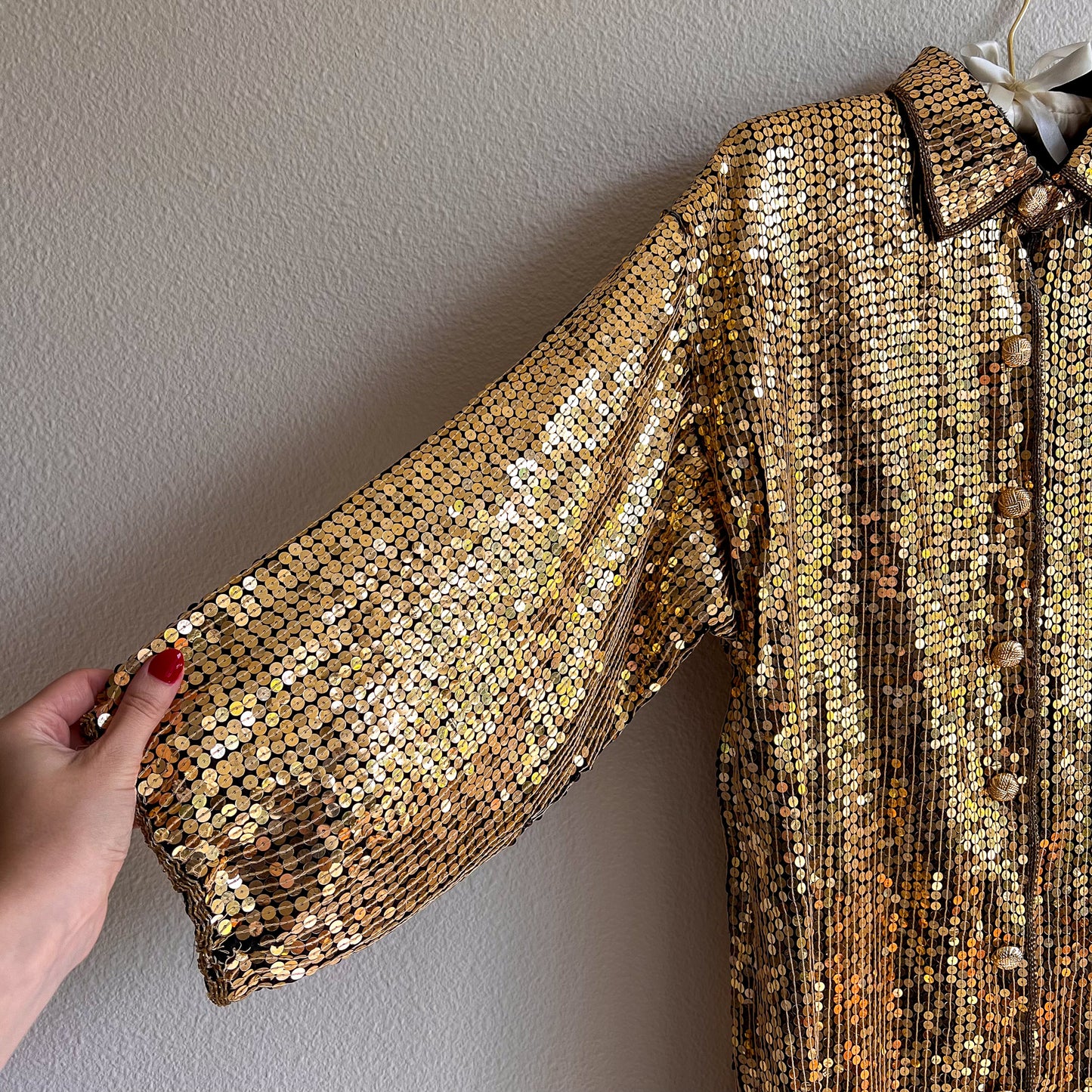 Fabulous 1980s Sparkling Gold Sequined Tunic (M/L)