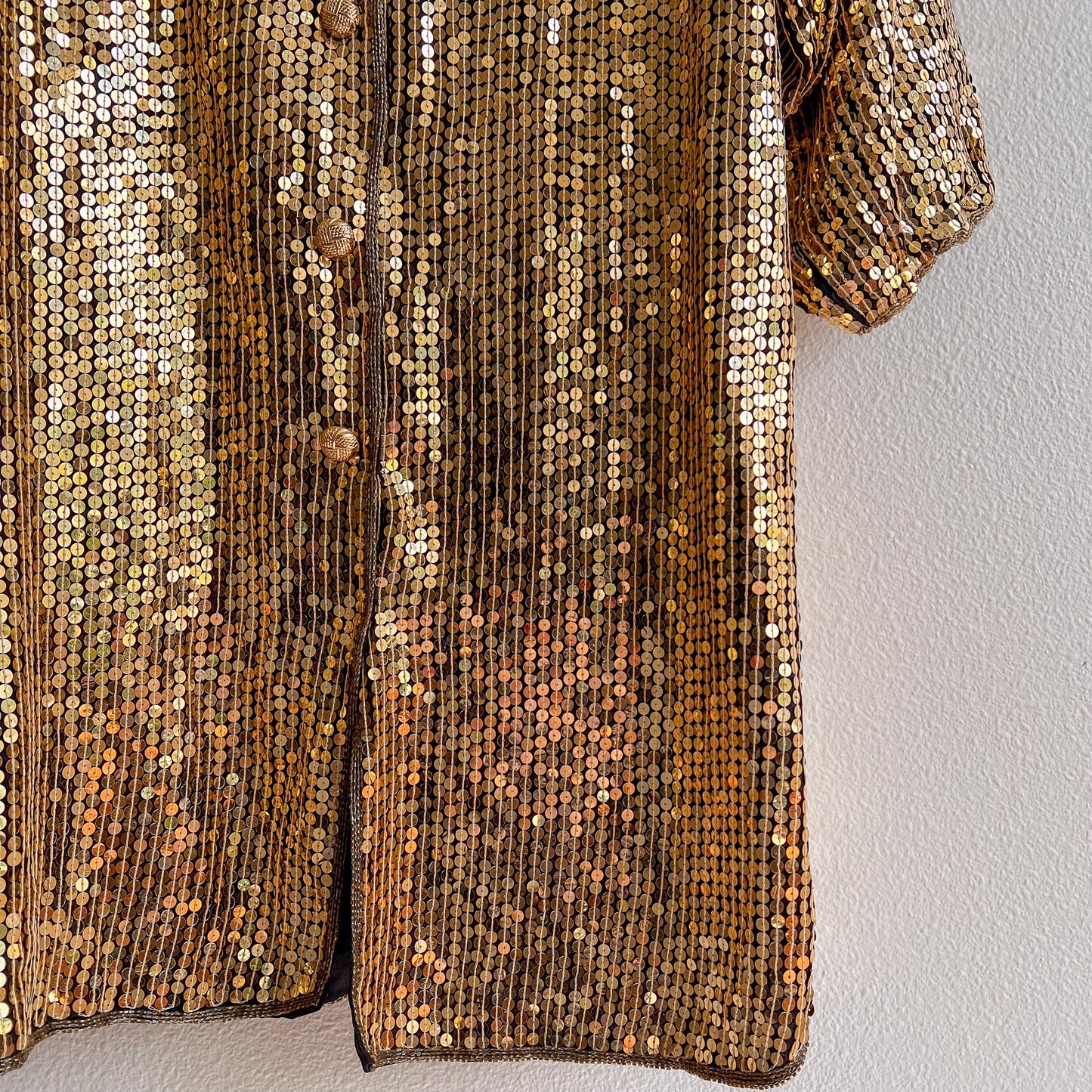 Fabulous 1980s Sparkling Gold Sequined Tunic (M/L)