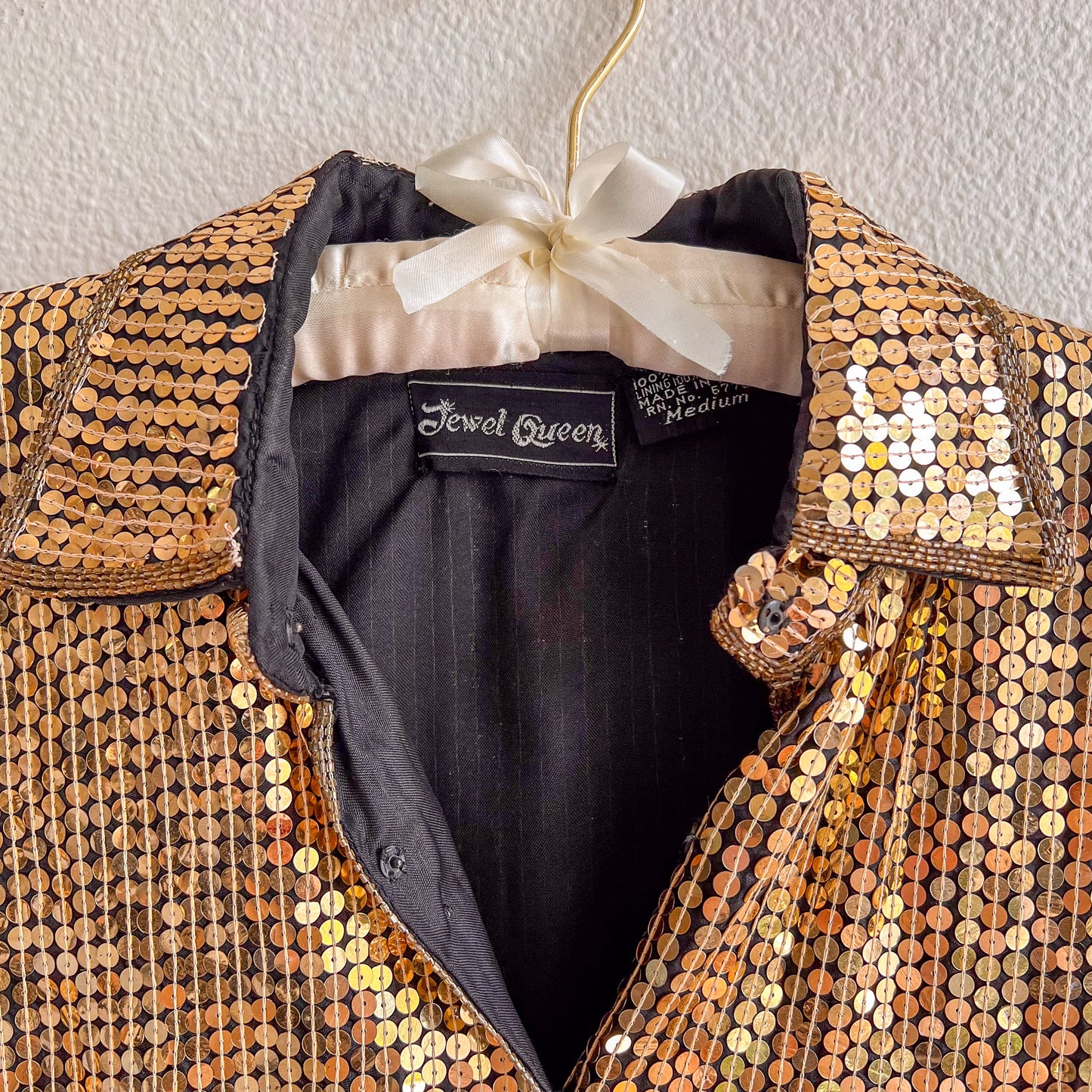 Fabulous 1980s Sparkling Gold Sequined Tunic (M/L)