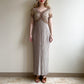 Fabulous 1980s Gray Pleated Gown With Beading (XS/S)