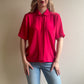 1980s Hot Pink Short Sleeve Blouse (M/L)