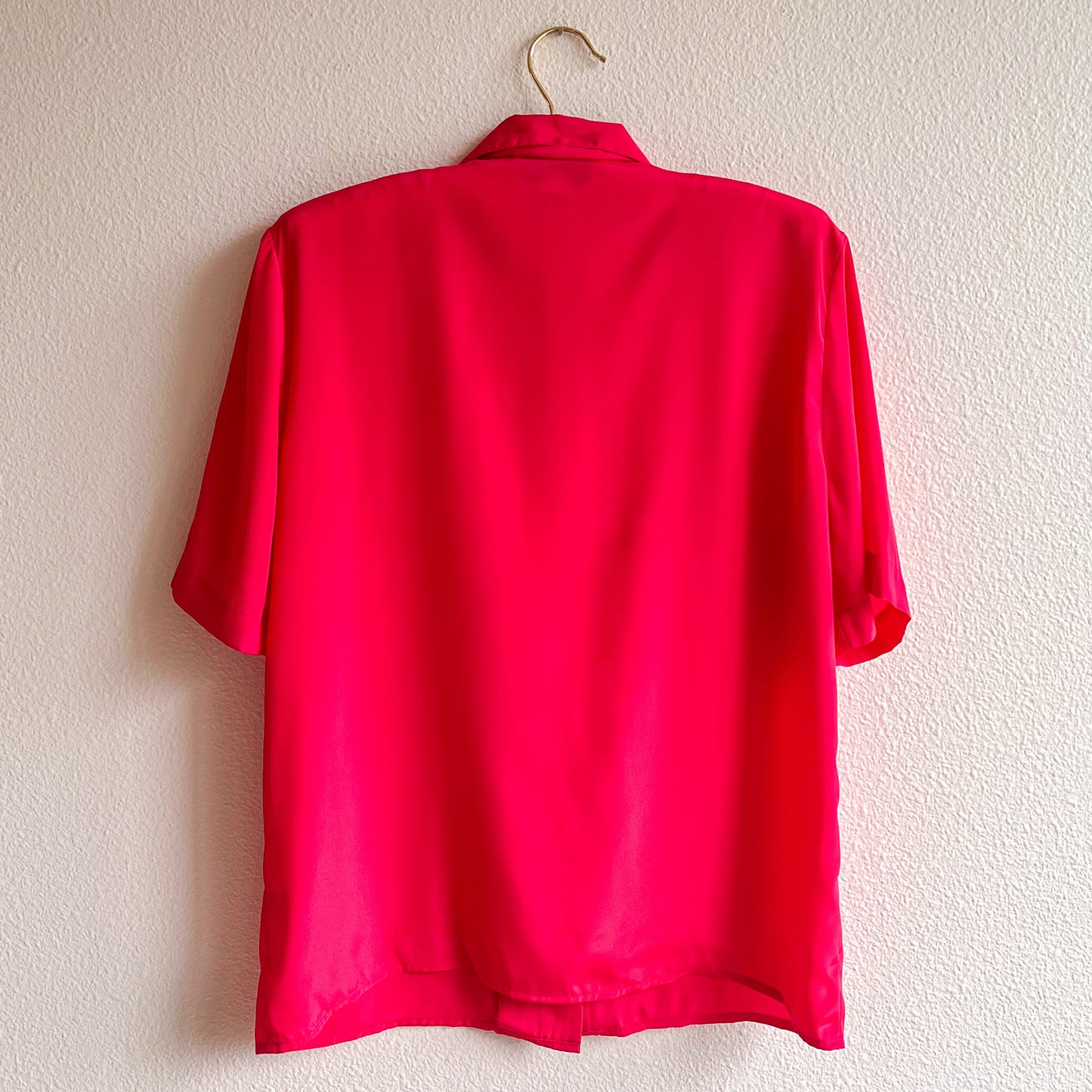 1980s Hot Pink Short Sleeve Blouse (M/L)