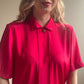 1980s Hot Pink Short Sleeve Blouse (M/L)