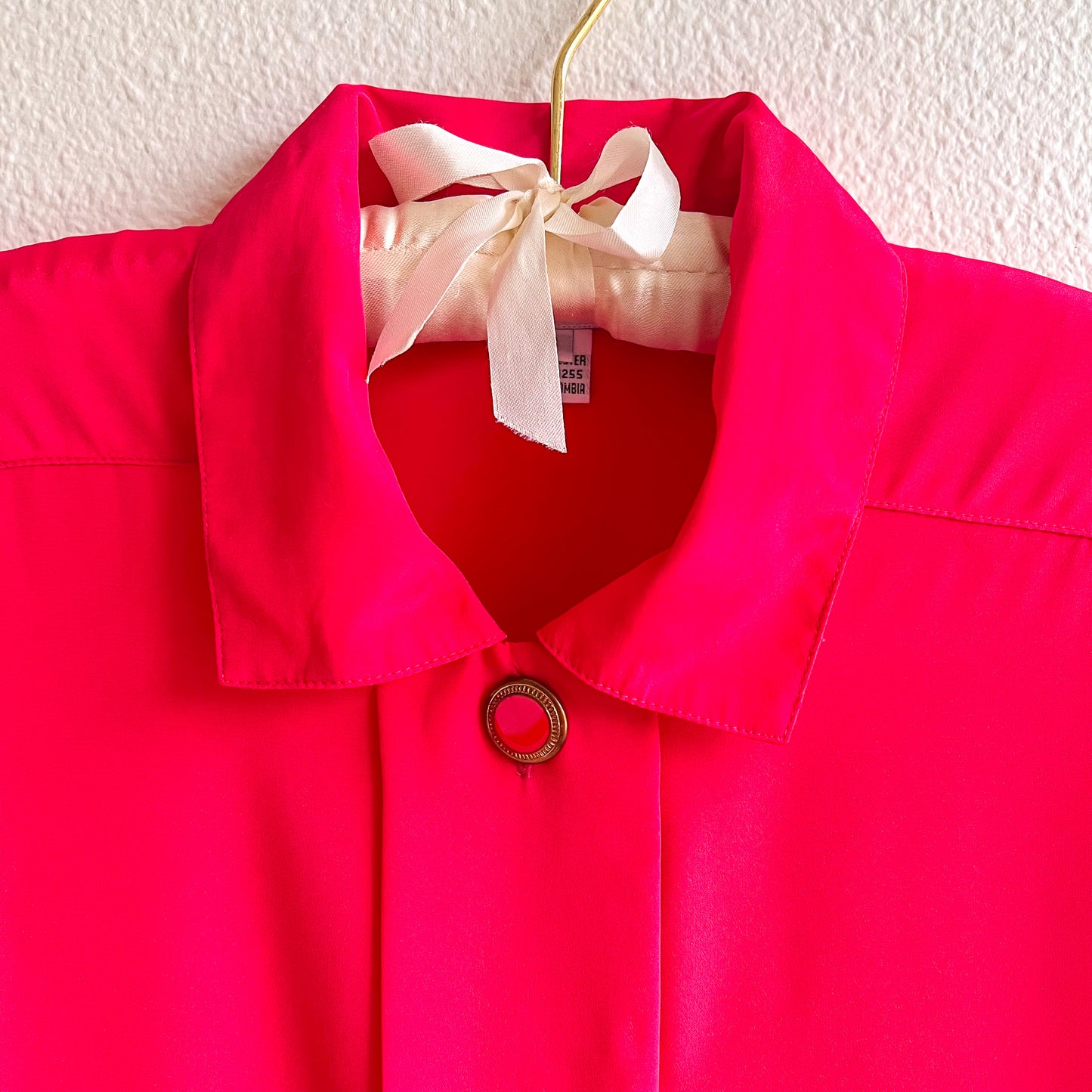 1980s Hot Pink Short Sleeve Blouse (M/L)