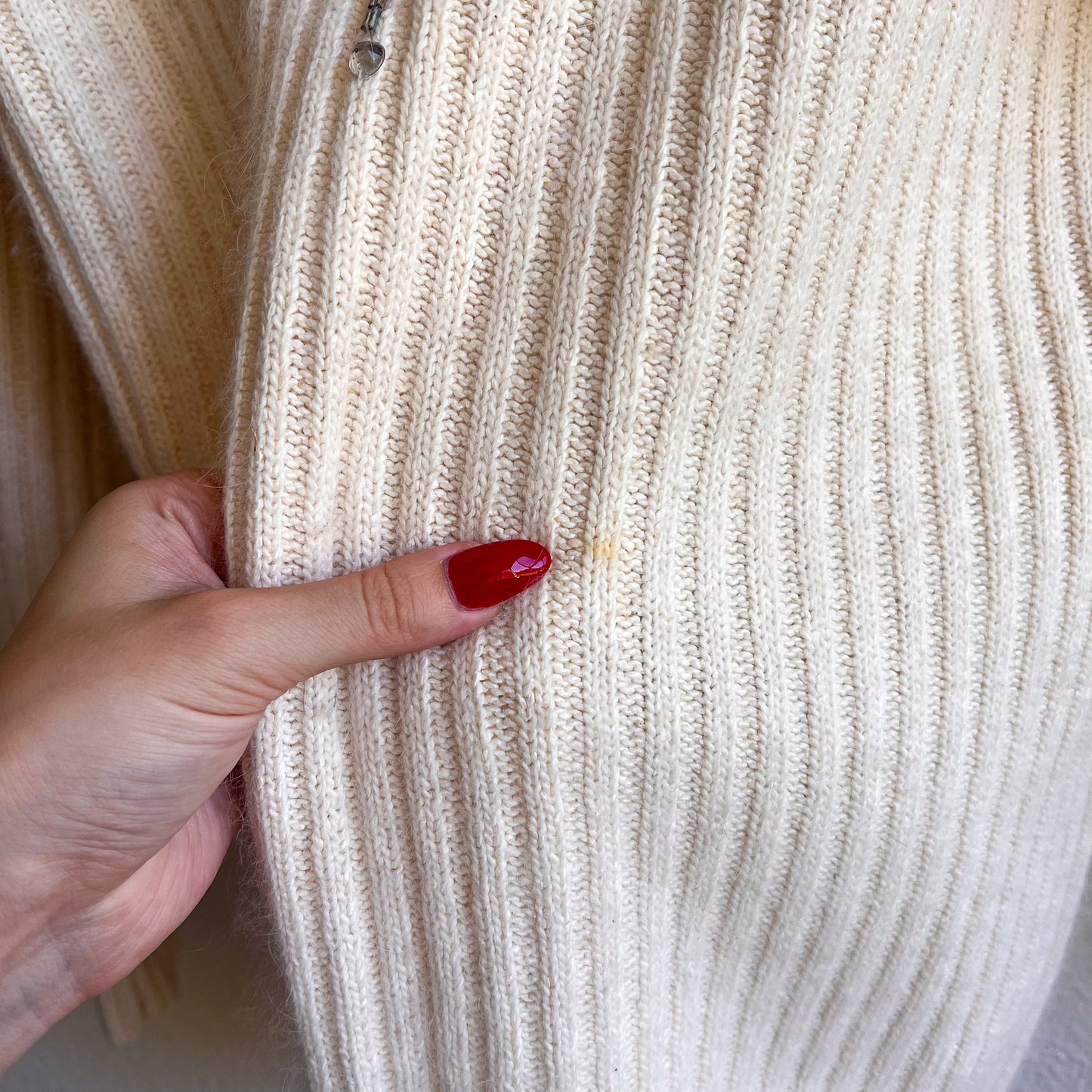 1980s Ivory Fuzzy Sweater With Crystals (M/L)