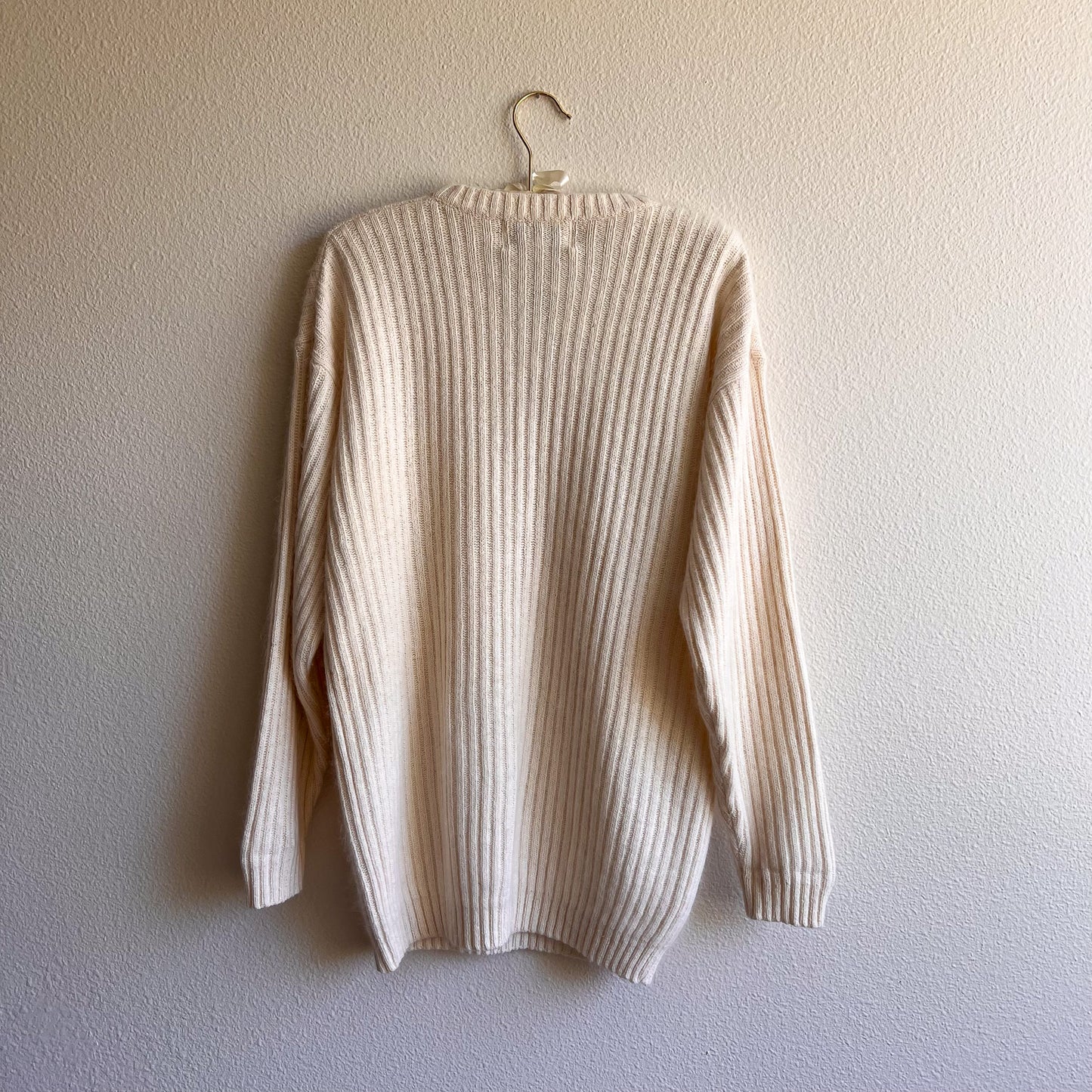 1980s Ivory Fuzzy Sweater With Crystals (M/L)