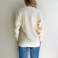 1980s Ivory Fuzzy Sweater With Crystals (M/L)