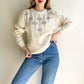 1980s Ivory Fuzzy Sweater With Crystals (M/L)