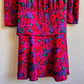 Beautiful 1980s Jewel-Toned Chrysanthemums Silk Dress (L/XL)