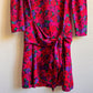 Beautiful 1980s Jewel-Toned Chrysanthemums Silk Dress (L/XL)