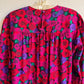 Beautiful 1980s Jewel-Toned Chrysanthemums Silk Dress (L/XL)