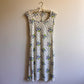 1980s Sheer Ivory Knit Dress With Purple Florals (S)