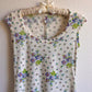 1980s Sheer Ivory Knit Dress With Purple Florals (S)