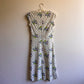 1980s Sheer Ivory Knit Dress With Purple Florals (S)