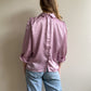 1980s Lilac Faux Silk Jacquard Blouse (M/L)