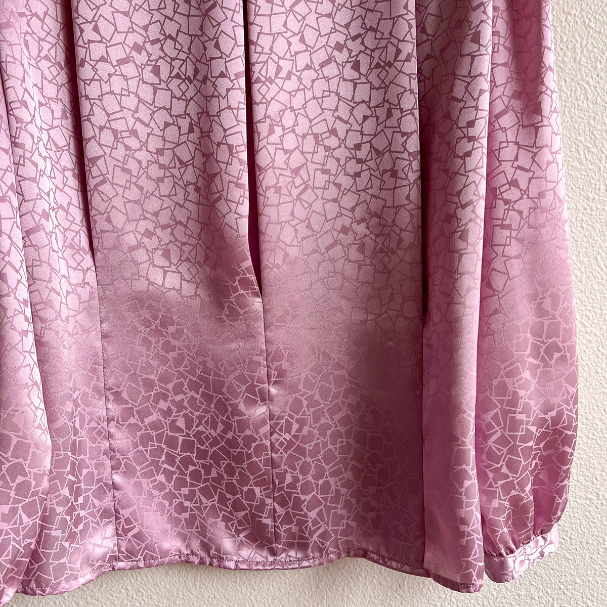 1980s Lilac Faux Silk Jacquard Blouse (M/L)