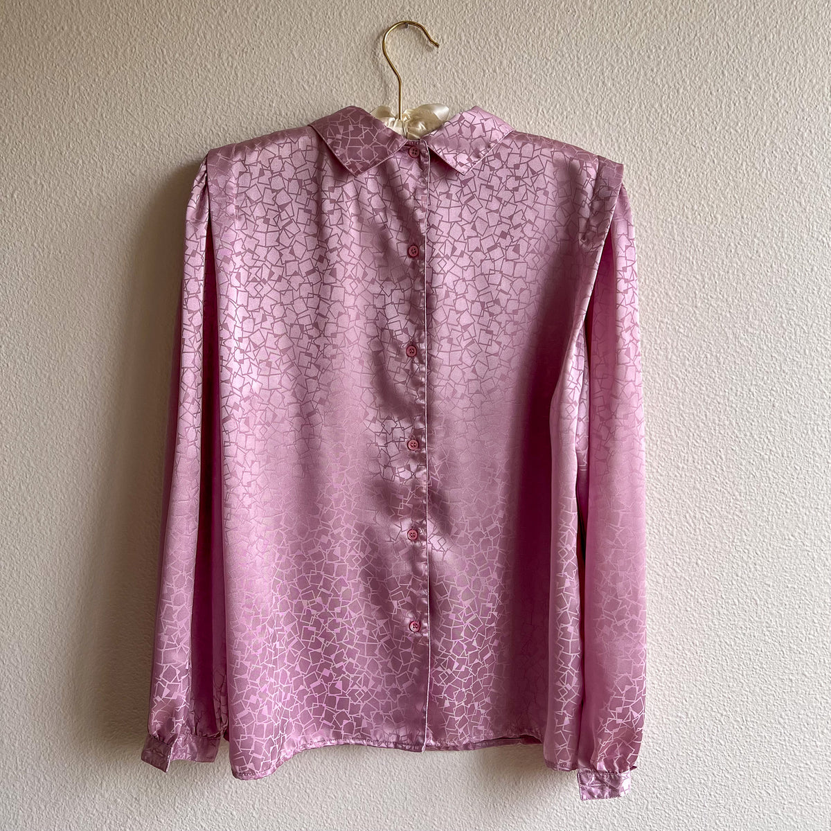 1980s Lilac Faux Silk Jacquard Blouse (M/L)
