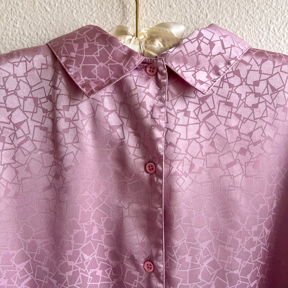 1980s Lilac Faux Silk Jacquard Blouse (M/L)
