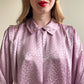 1980s Lilac Faux Silk Jacquard Blouse (M/L)
