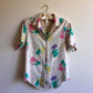 1980s Linen Button-Down With Summer Floral Print (S/M)