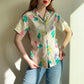 1980s Linen Button-Down With Summer Floral Print (S/M)