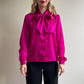 1980s Magenta Satin Blouse With Pussy Bow (M/L)