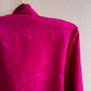 1980s Magenta Satin Blouse With Pussy Bow (M/L)