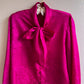 1980s Magenta Satin Blouse With Pussy Bow (M/L)