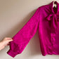1980s Magenta Satin Blouse With Pussy Bow (M/L)