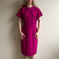 1980s Magenta Buttoned Work Dress (L)