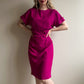 1980s Magenta Buttoned Work Dress (L)