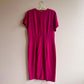 1980s Magenta Buttoned Work Dress (L)