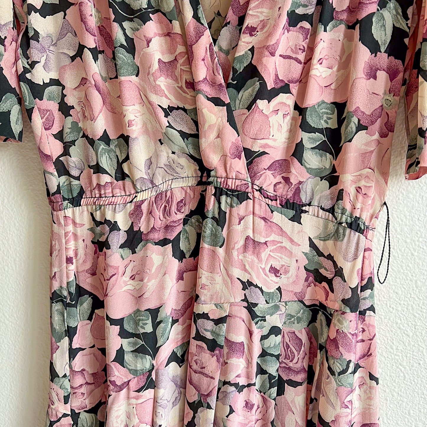 1980s Mauve Roses Belted Dress (M/L)