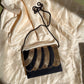 1980s Mervyn's Black Evening Bag With Gold Beading