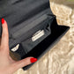 1980s Mervyn's Black Evening Bag With Gold Beading