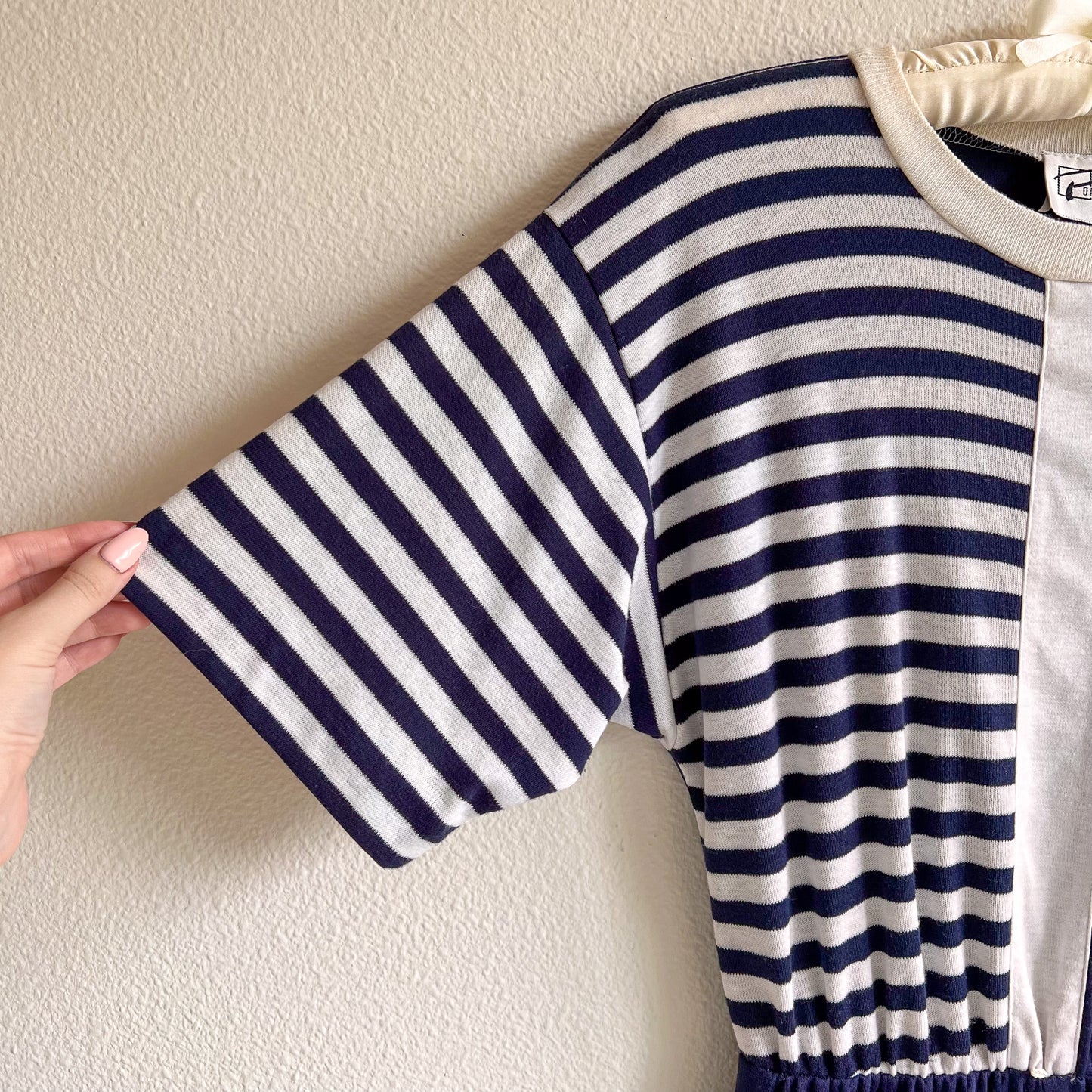 1980s Nautical Stripes Belted Dress (M/L)