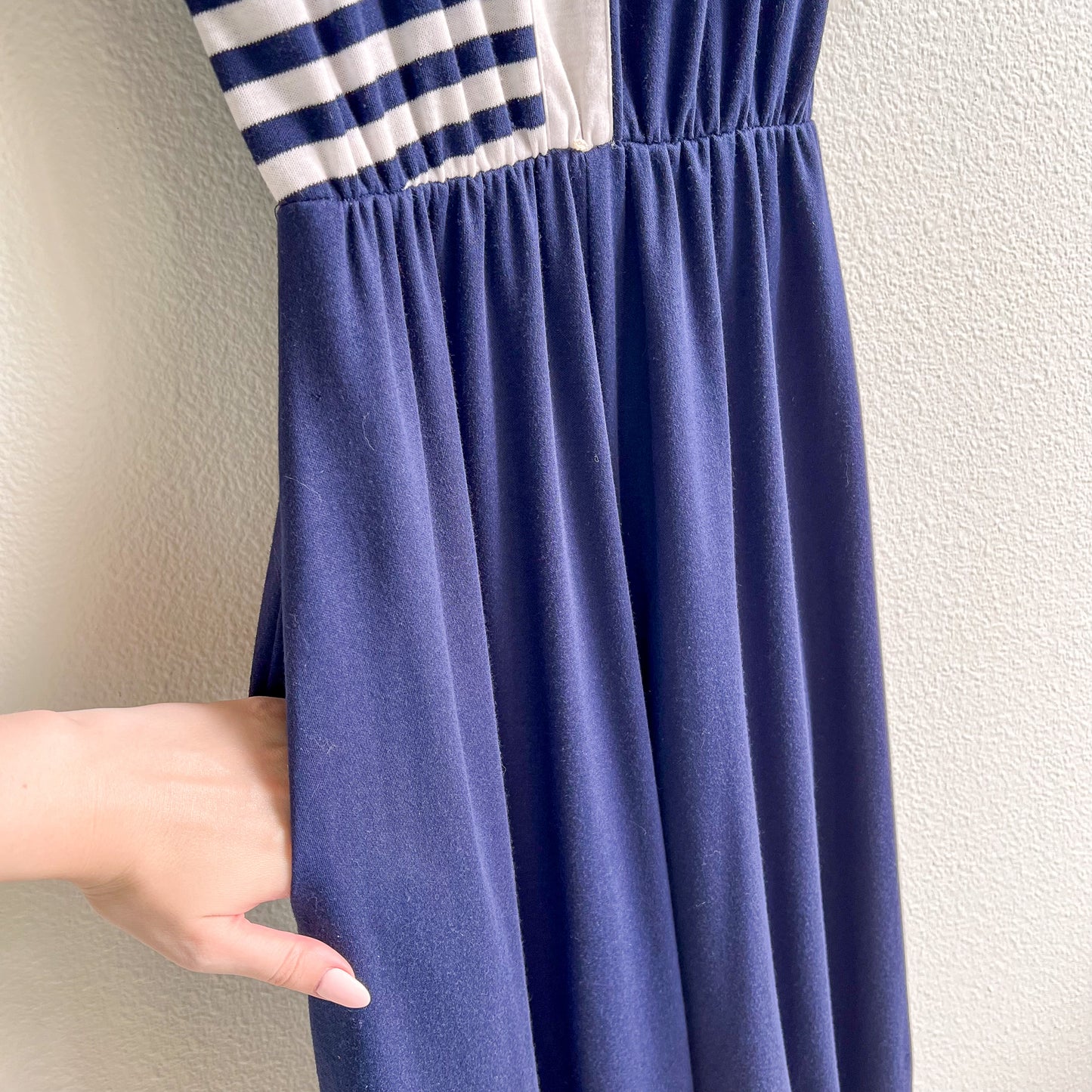 1980s Nautical Stripes Belted Dress (M/L)