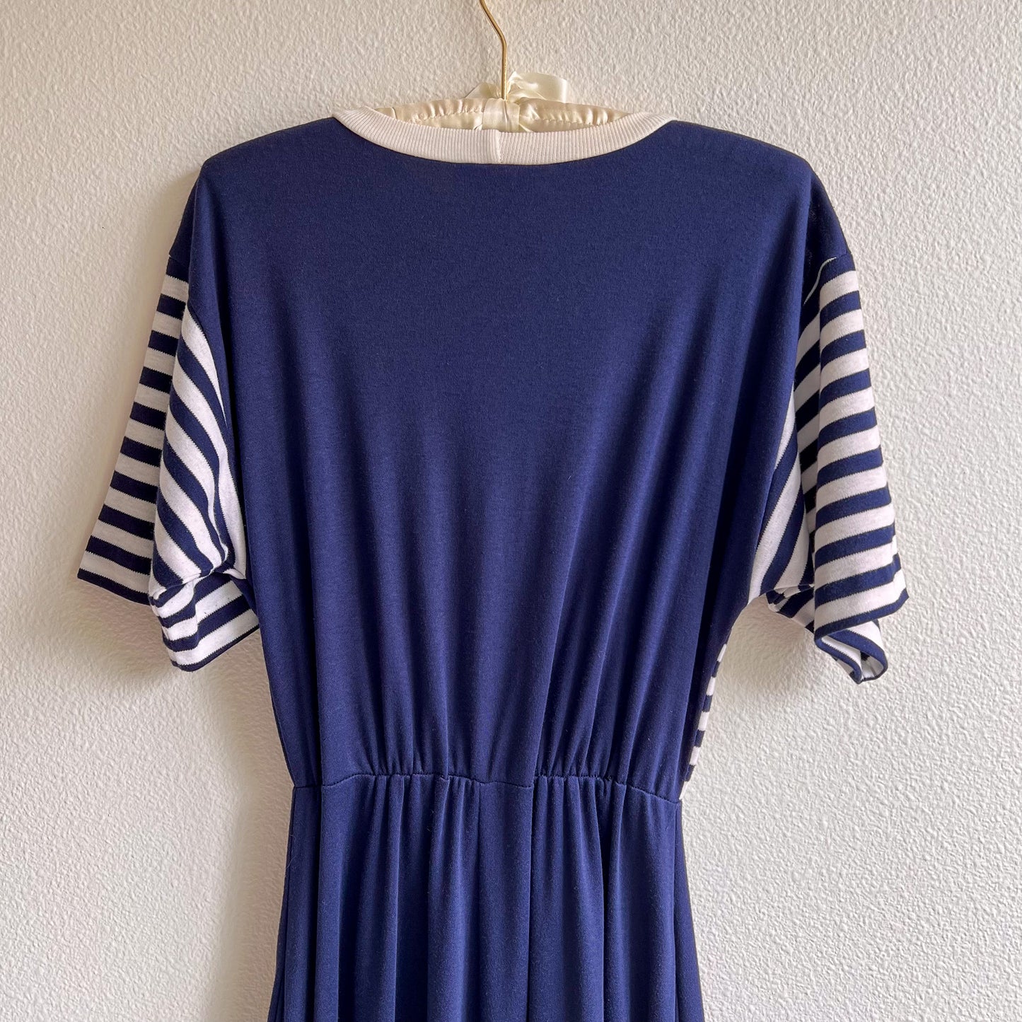 1980s Nautical Stripes Belted Dress (M/L)