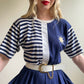 1980s Nautical Stripes Belted Dress (M/L)