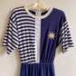 1980s Nautical Stripes Belted Dress (M/L)