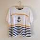 1990s Short Sleeve Striped Nautical Sweater (L/XL)